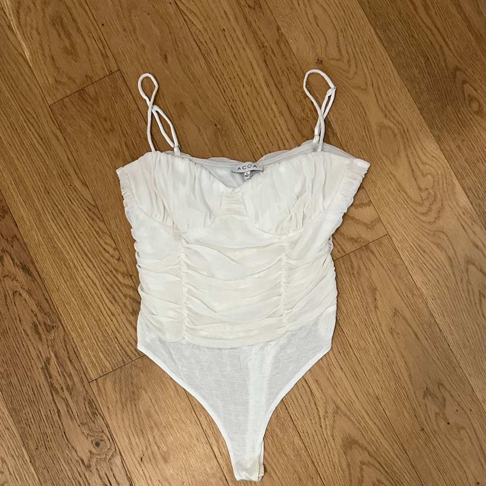 ACO White Ruched Bodysuit